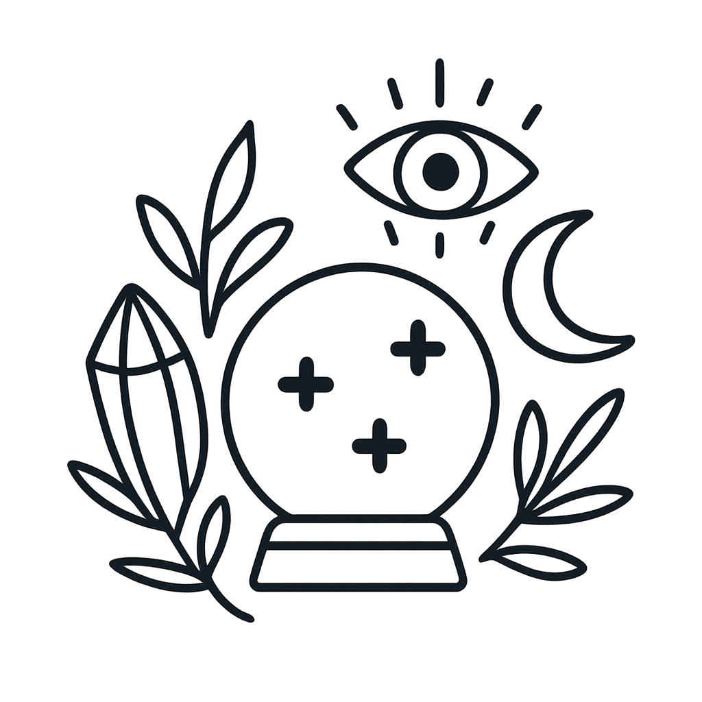 The eye, crystal, and moon are associated with divination, a tool used by witches for prophetic insight According to folkl...